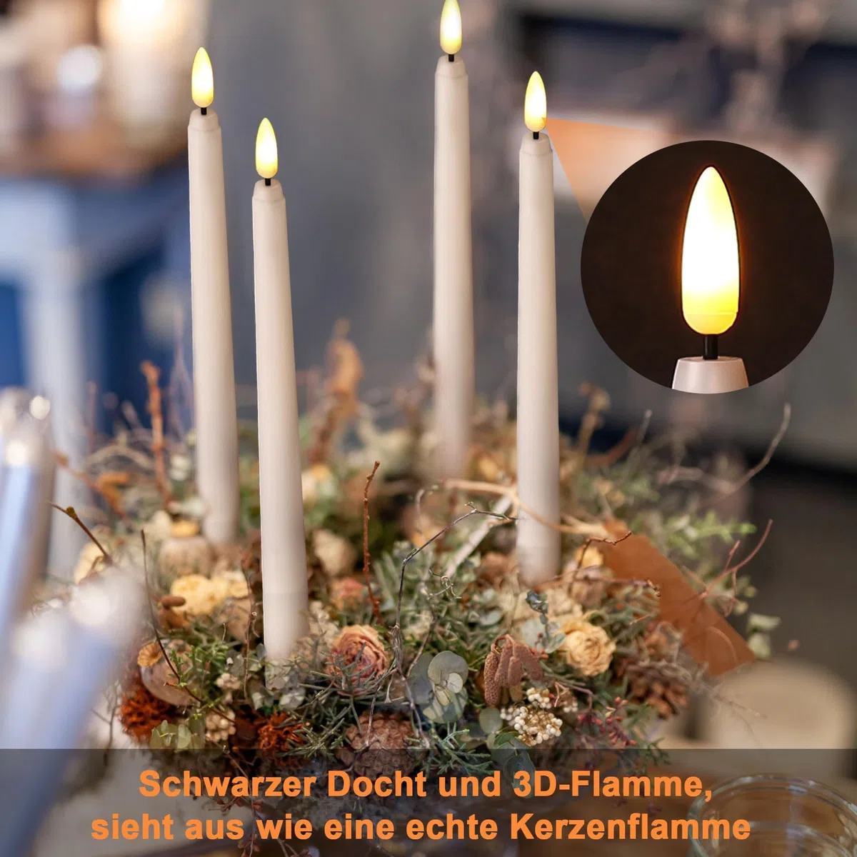 IMAGE Candele a LED senza fiamma, funzionamento a batteria, confezione da 12 candele affusolate color avorio con telecomando e timer, luce tremolante realistica per matrimoni, Natale, San Valentino