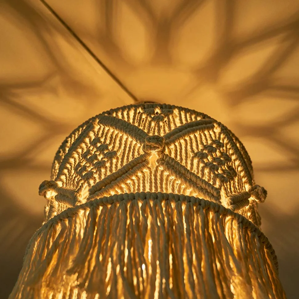 Arazzo da Parete Fatto Un Mano Paralume Macrame Boho Decor Nappa Arazzo Sfondo Testiera Appeso Un Parete