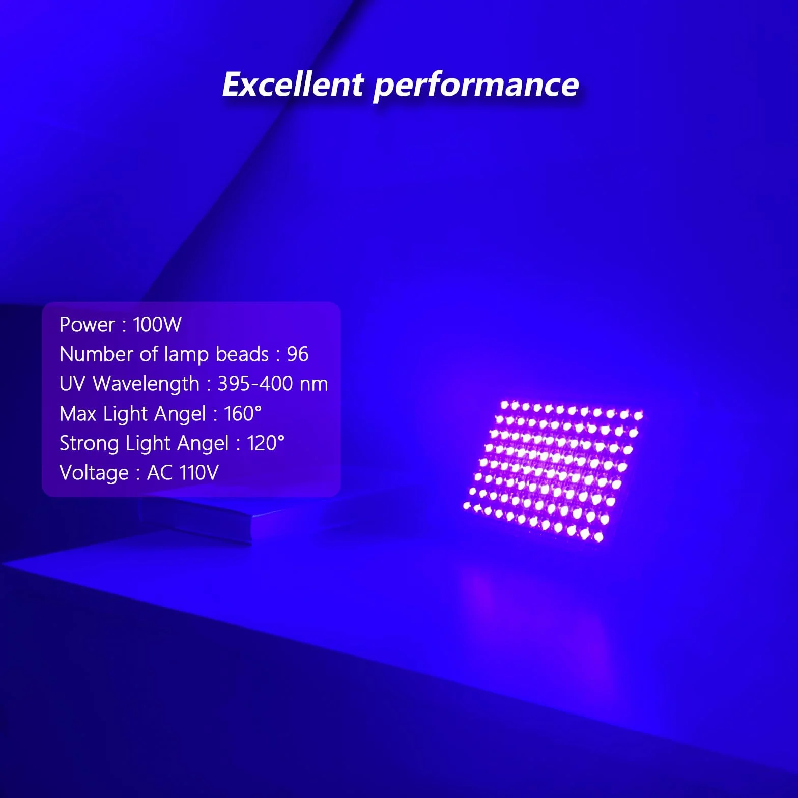 Glostars 100W LED Luce Nera, Potente Faretto UV, IP66, Lampada UV 395-400 nm con Interruttore per Festa di Natale, Luce della Sera, Festa Glow, Esterno (1 confezione)