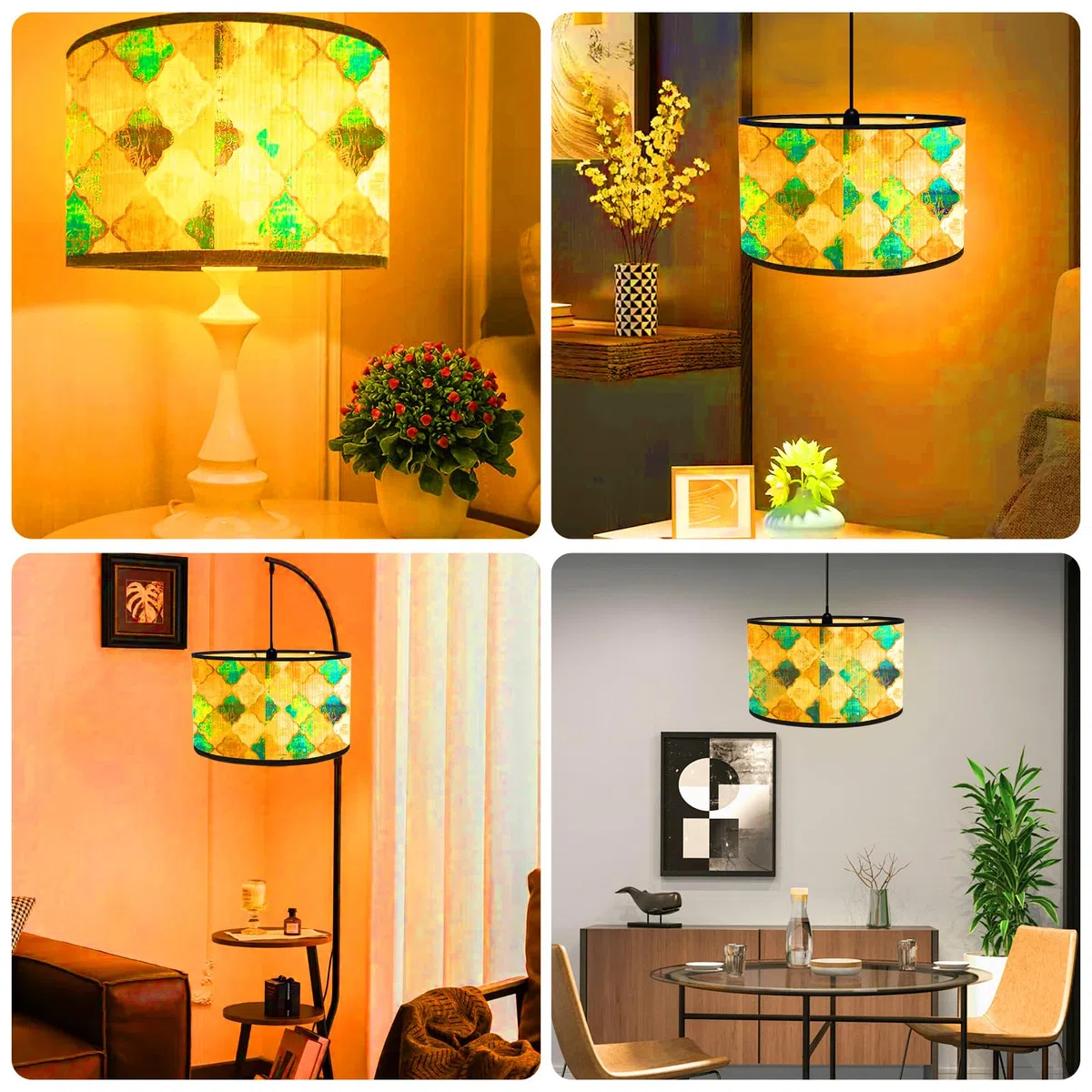 Paralume in tessuto di lino, realizzato a mano, per lampada da terra, lampada a sospensione e lampada da tavolo, attacco E27, luce antiriflesso, diametro 30 cm x altezza 20 cm (griglia E)