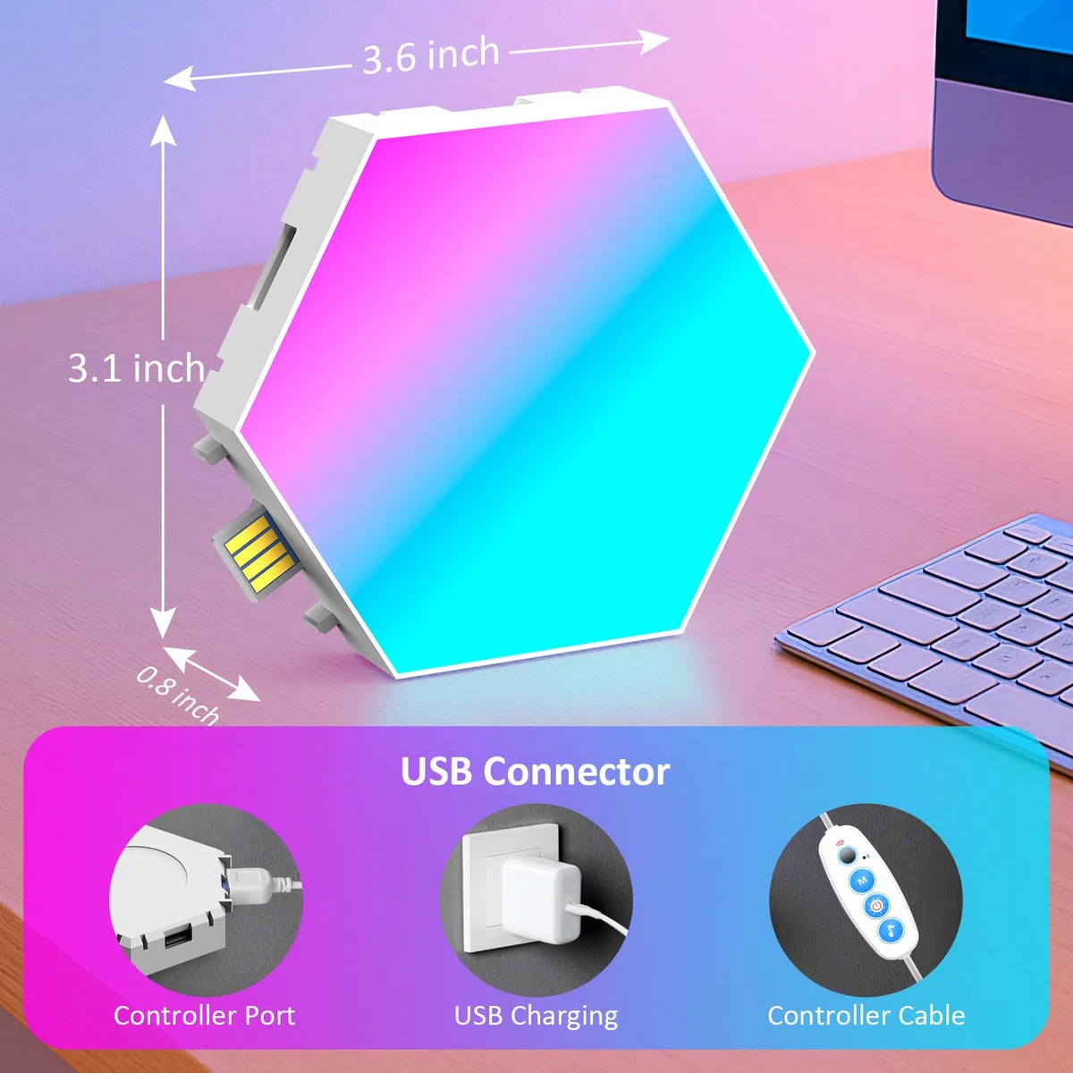 Kangtaixin Esagonali Muro LED Luci 8pcs Esagonale Gaming RGB Pannelli — Sincronizzazione Musicale Esagono Parete Lampada Stanza Esagoni Pannello Wall Luce