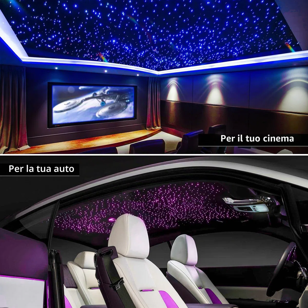 20W Twinkle RGBW Fibra Ottica, 800pcs of (0.75+1.0+1.5mm)*3 Meter Cielo Stellato LED Con APP Bluetooth/Remote/Controllo Musica, Fibra Ottica Cielo Stellato per Auto/Casa/Teatro