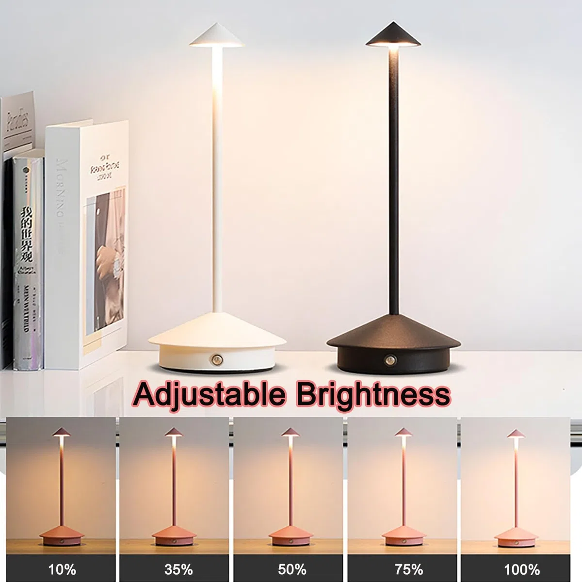 ZTMHRG Moderna Lampada da Tavolo Senza Fili in Alluminio, lampade da scrivania a LED Ricaricabili USB sfioramento Luce Notturna Portatile per la Camera da Letto casa e Patio(Gold)