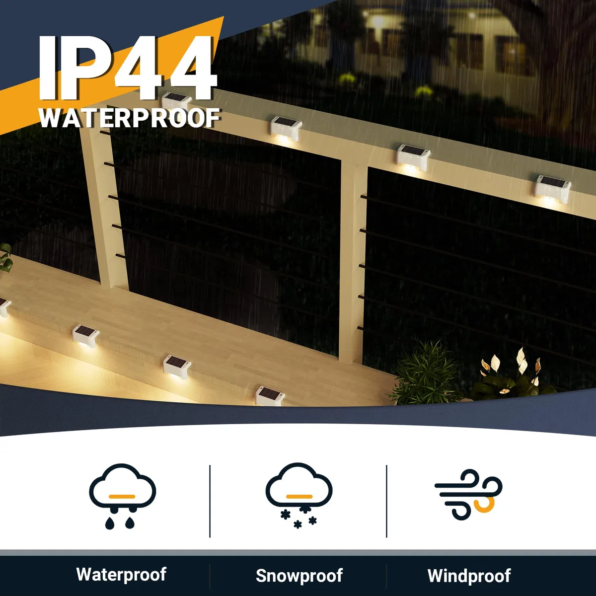 GIGALUMI 12 Pezzi Luce Solare Esterna per Scale, Luci Solari a LED per Esterni, Giardino, Impermeabile, Luci Solari per Esterni, Scale, Recinzione, Terrazza, Patio, Strada (Bianco, Bianco Caldo)