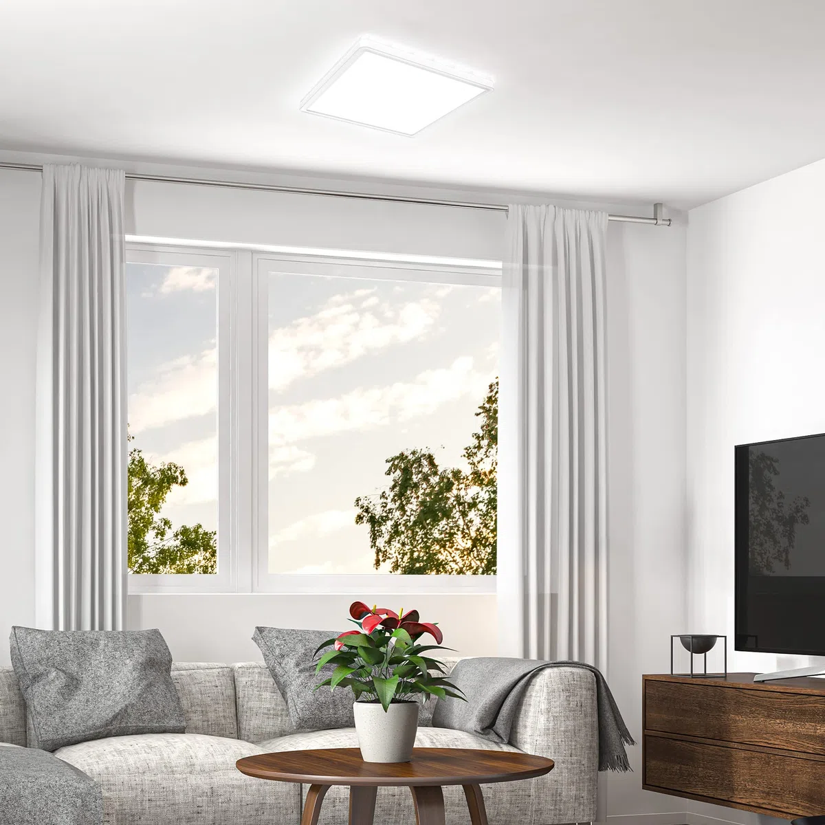 B.K.Licht Plafoniera LED ultrapiatta, Lampada da soffitto per bagno, luce bianca neutra, 18W, 29x29cm, illuminazione indiretta, Bianca
