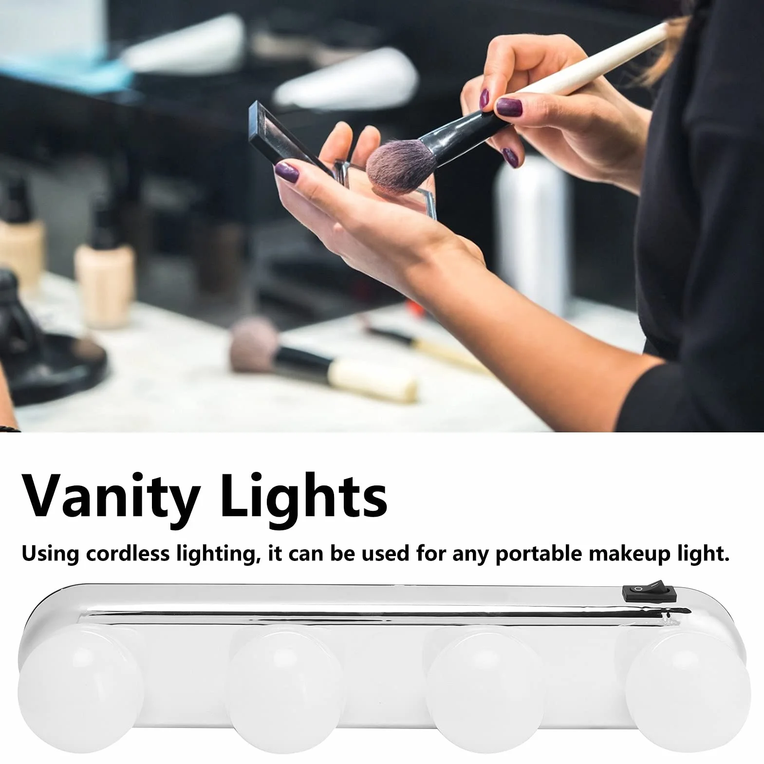 Kit di Luci per Trucco a LED con 4 Lampadine per Toeletta, Lampada da Toeletta con Lampada, Barra Luminosa a Specchio con Lampadine Dimmerabili per la Camera da Letto, Strati