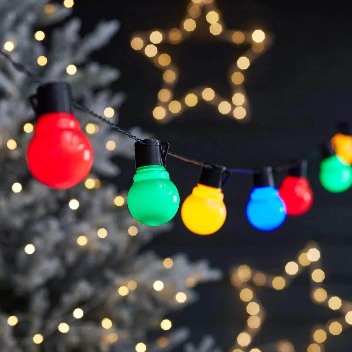 Lights4fun - Catena Luminosa con 30 Luci LED Multicolore a Forma di Lampadina