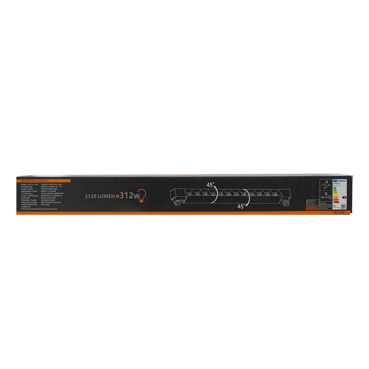 Planetitaly Faretto Binario Track Monofase 6 LED 12W 1440 Lumen Orientabile Angolo 38 Gradi per Interni Negozi Uffici Vetrine 230V Alluminio, Bianco, 4000K