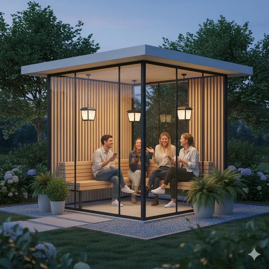 M Ledme Plafoniera House Series – IP44 impermeabile, attacco E27, lampada da soffitto in acciaio nero e vetro per giardino, terrazza o ingresso (lampadina non inclusa)