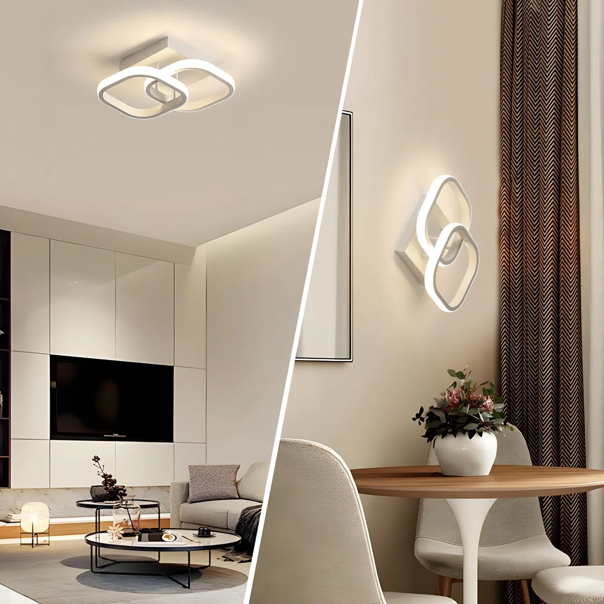 Osairous Plafoniera LED Soffitto Moderna, Lampadario LED Soffitto Bianco 2137LM, Lampada da Soffitto Quadrata per Camera da Letto Soggiorno Cucina Studio, Luce Neutra 4500K, 29CM