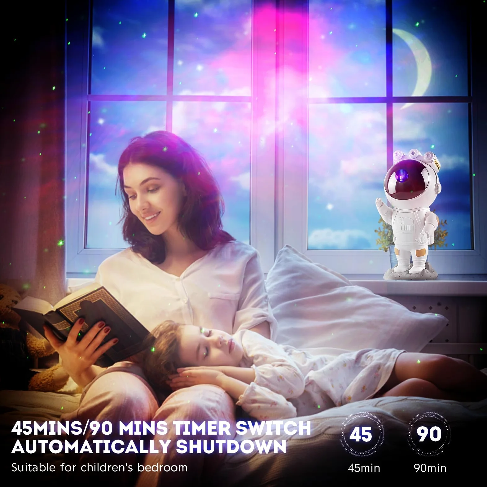 Astronauta Cielo Stellato Galassia Proiettore, Spaceman Galaxy Star Projector Lampada Notturna con Timer, Telecomando, Proiettore Stelle Soffitto Luce per Camera da Letto, Regalo per Bambini e Adulti