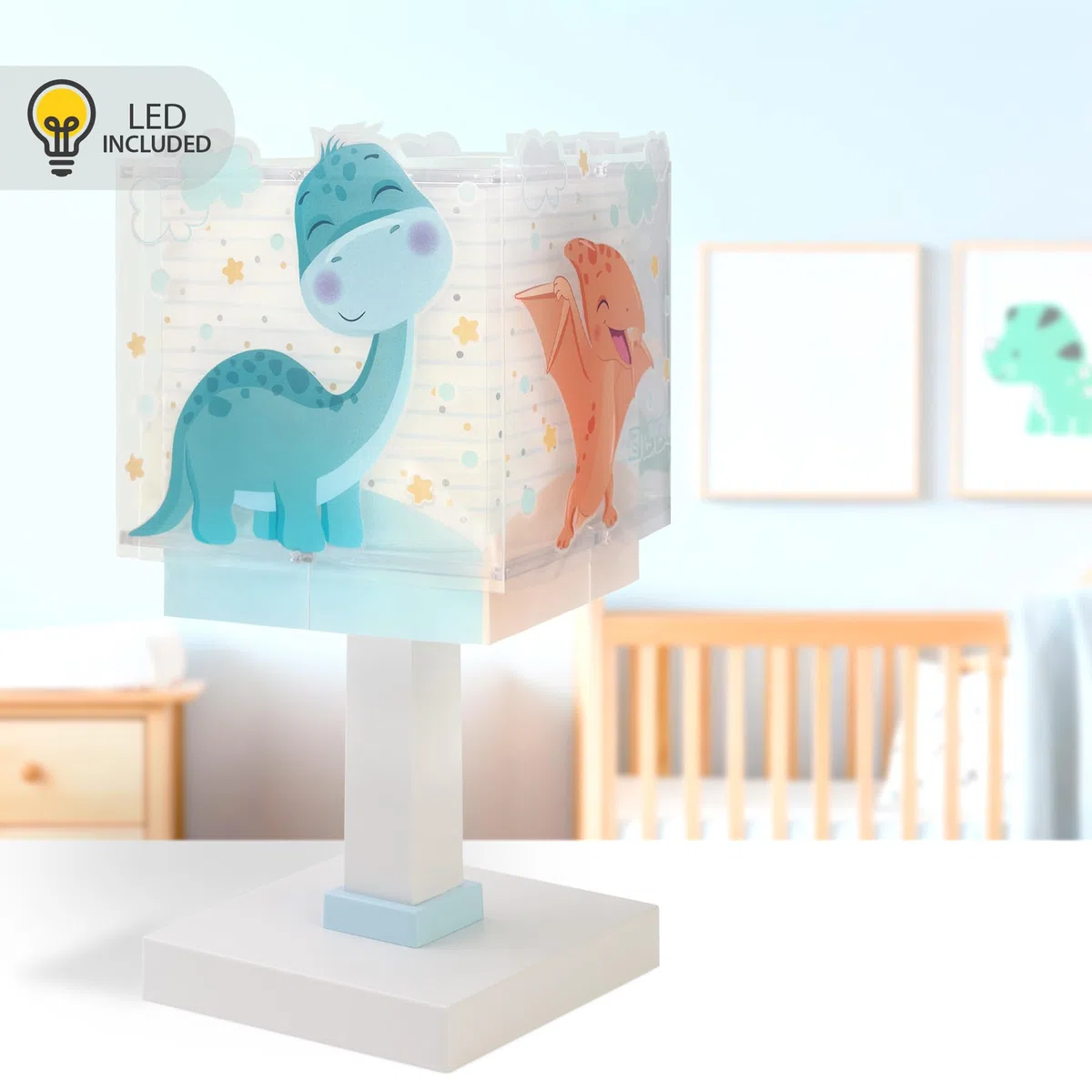 Dalber Lampada da tavolo o da comodino per bambini Baby Dinos Dinosaurs, 63451, G4 - LED 4W - Lampadina inclusa