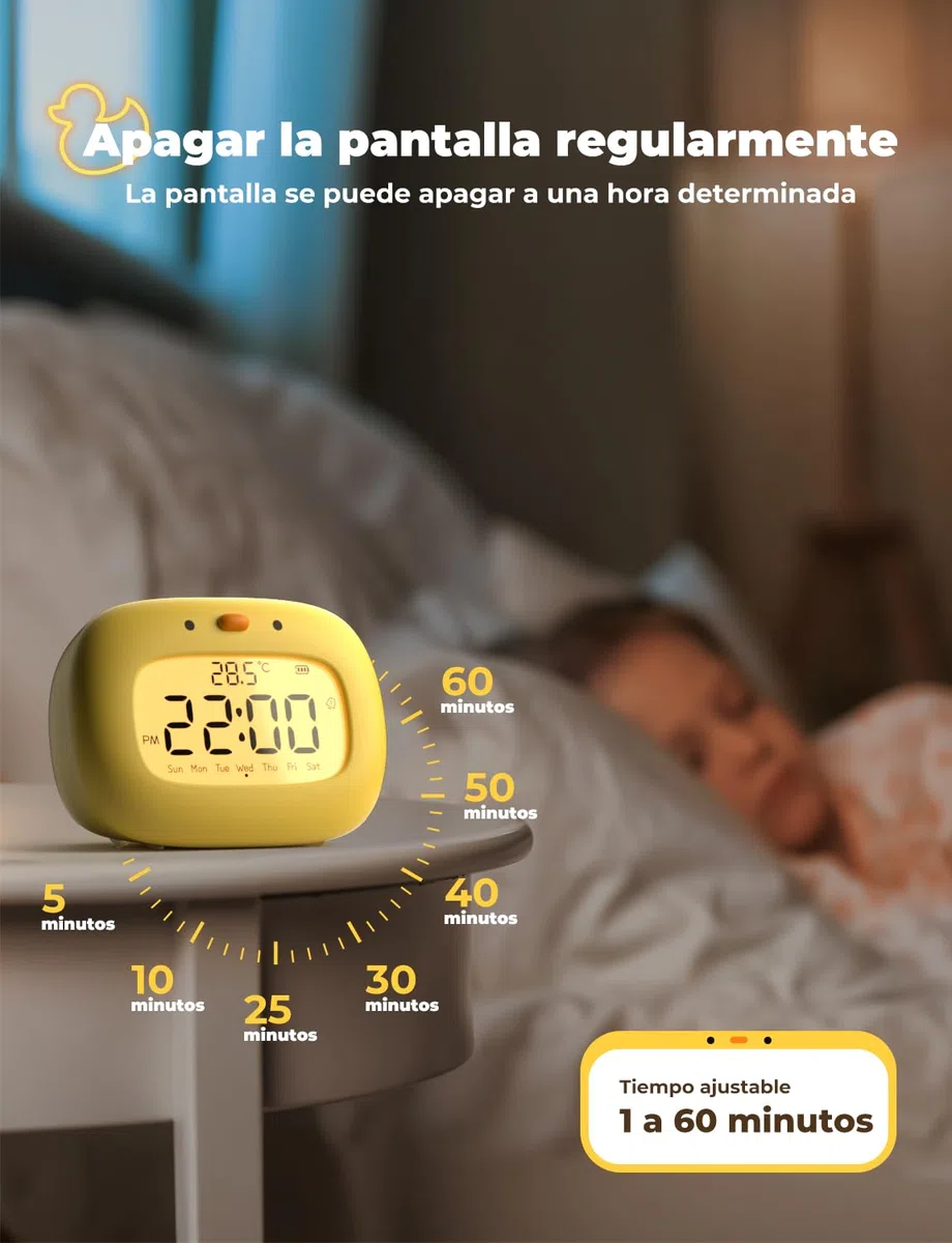 YISSVIC Sveglia per bambini, sveglia da mattina digitale, 3 allarmi/12/24 ore/Snooze/Timer/Display della settimana, Tipo C, ricaricabile, per bambini adulti, forma anatra