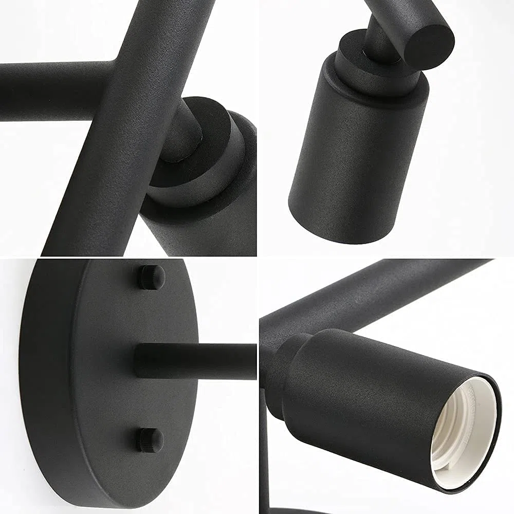 Applique candelabro Lampada da Specchio per Bagno, Applique da Parete con 3 luci Interno Vintage in Ferro Nero, Luce Specchio Bagno, Attacco E27, Lampadina non Inclusa. (Stile nero)