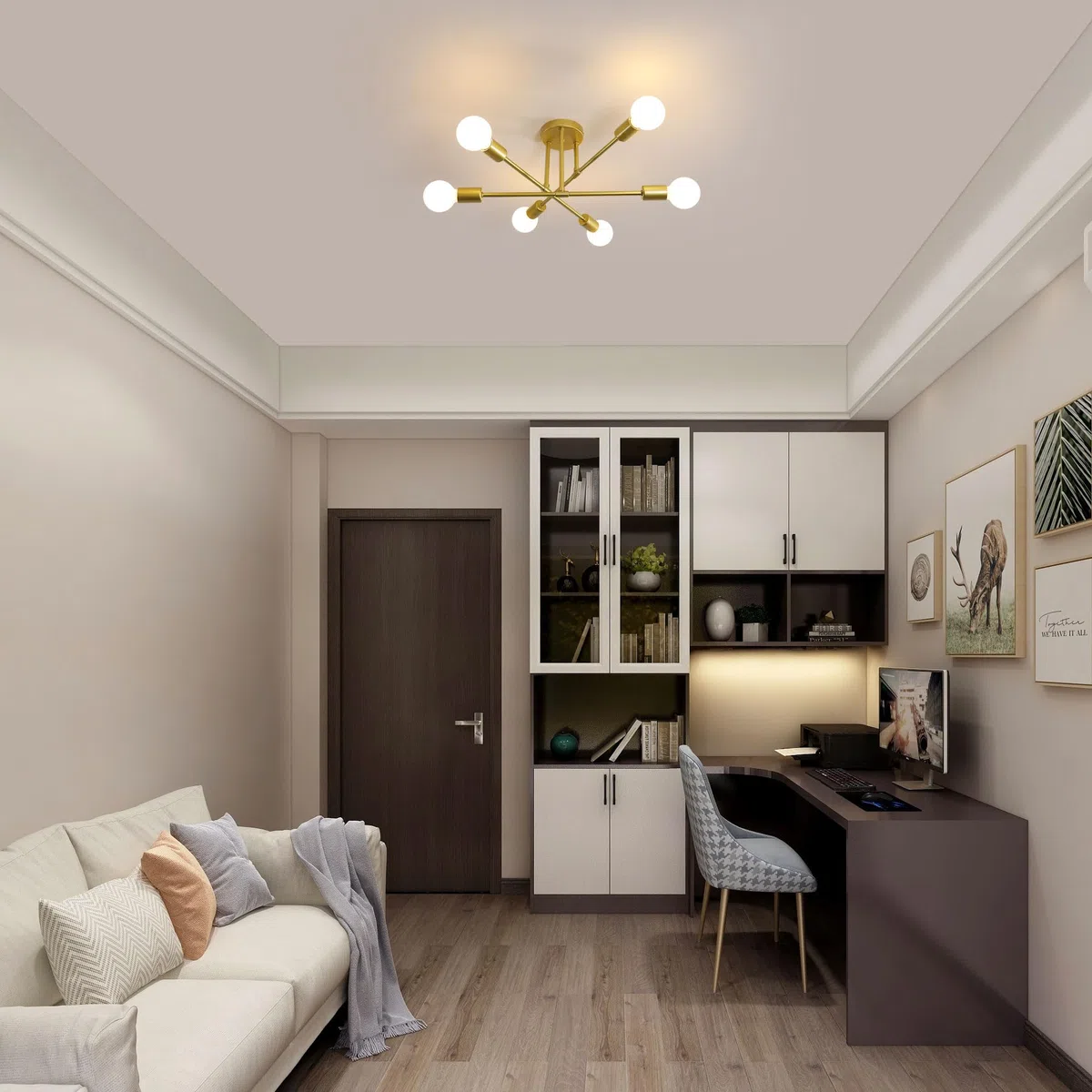 Comely Plafoniera Sputnik Moderno, 6 Luci E27 Lampadario Industriale in Metallo, Oro Lampada da Soffitto Retrò per Soggiorno Camera da Letto Cucina Ristorante