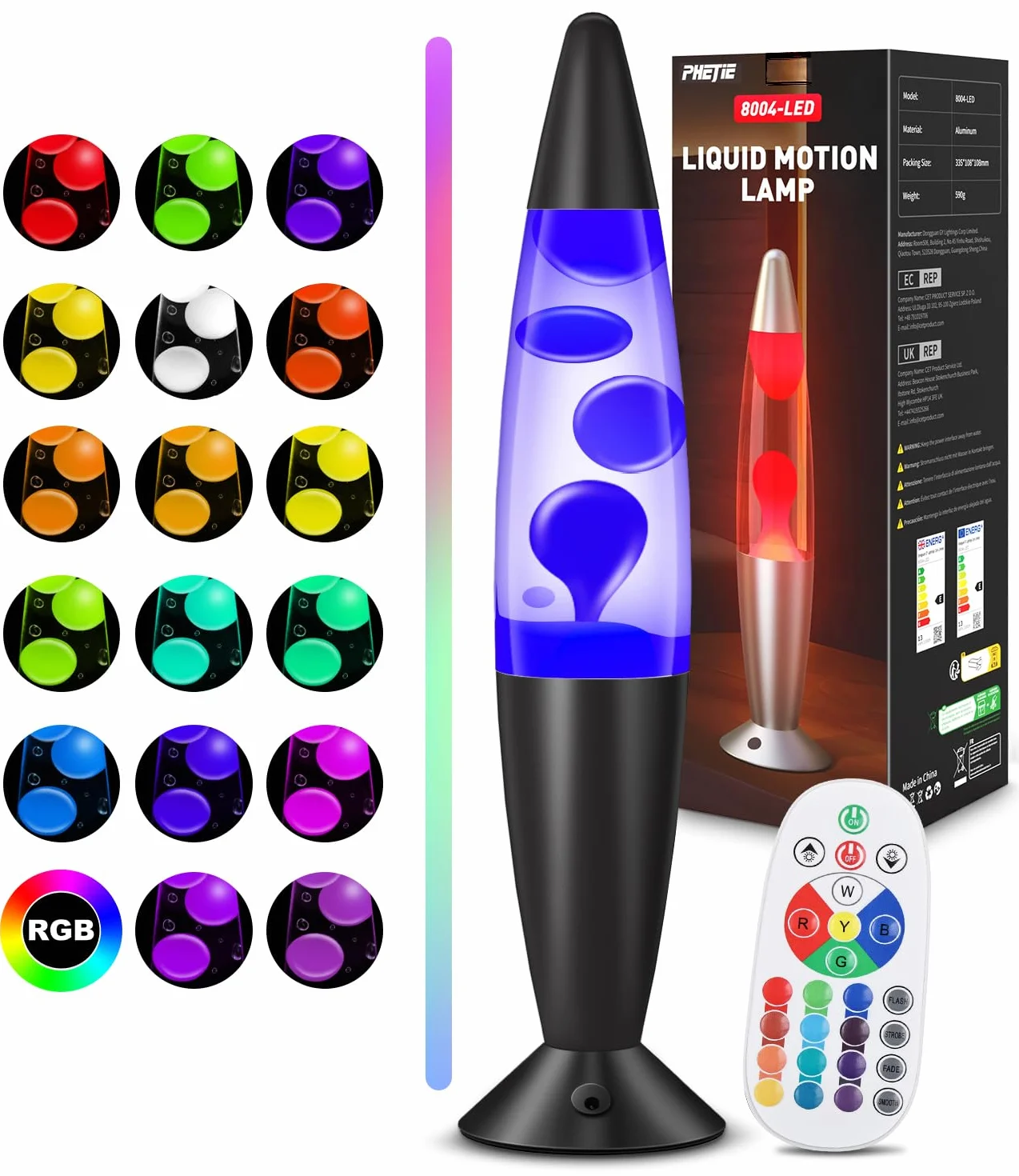 Lampada La LED con Telecomando, 17 Colori a Ricambio Modalità Automatica, Timer 8 Ore, Portata 15m, Lampada Atmosfera per Camera da Letto, Ufficio, Salotto