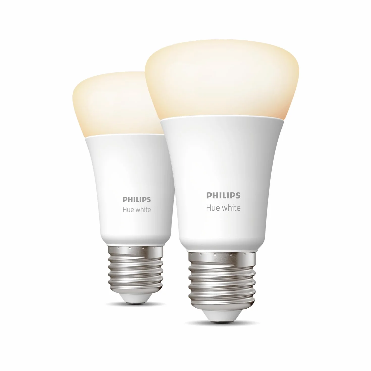 Philips Hue White Lampadina Smart LED, Attacco E27, 9.5W, Luce bianca, Dimmerabile, Controllo con Bluetooth e Hue App, Funziona con Alexa, Google Assistant e Apple HomeKit, Pack da 2
