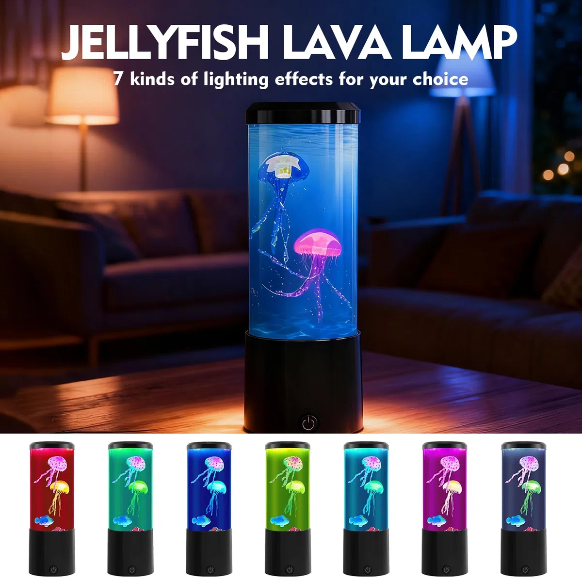 Lampada Medusa LED con 16 Colori & 4 Modalità, Silenzioso Jellyfish Lamp, Acquario Meduse Luce D'atmosfera, Lampada Acquario con Meduse Decorative per Bambini e Adulti, Alimentazione a USB, Nero