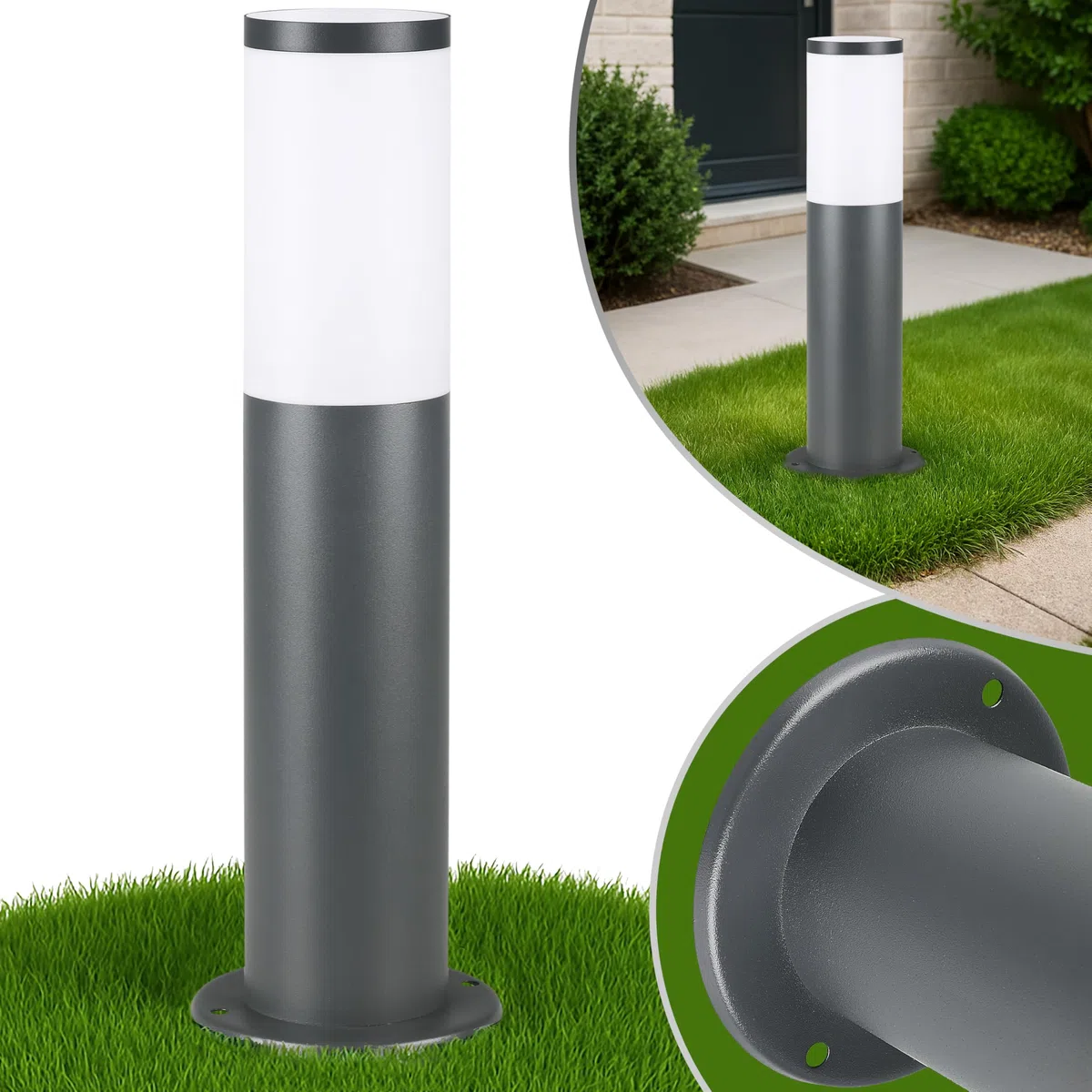 Monzana® Lampada per Vialetto Acciaio Inox Attacco E27 Luce Esterni Paletto Illuminazione Sentiero Piantana Esterno