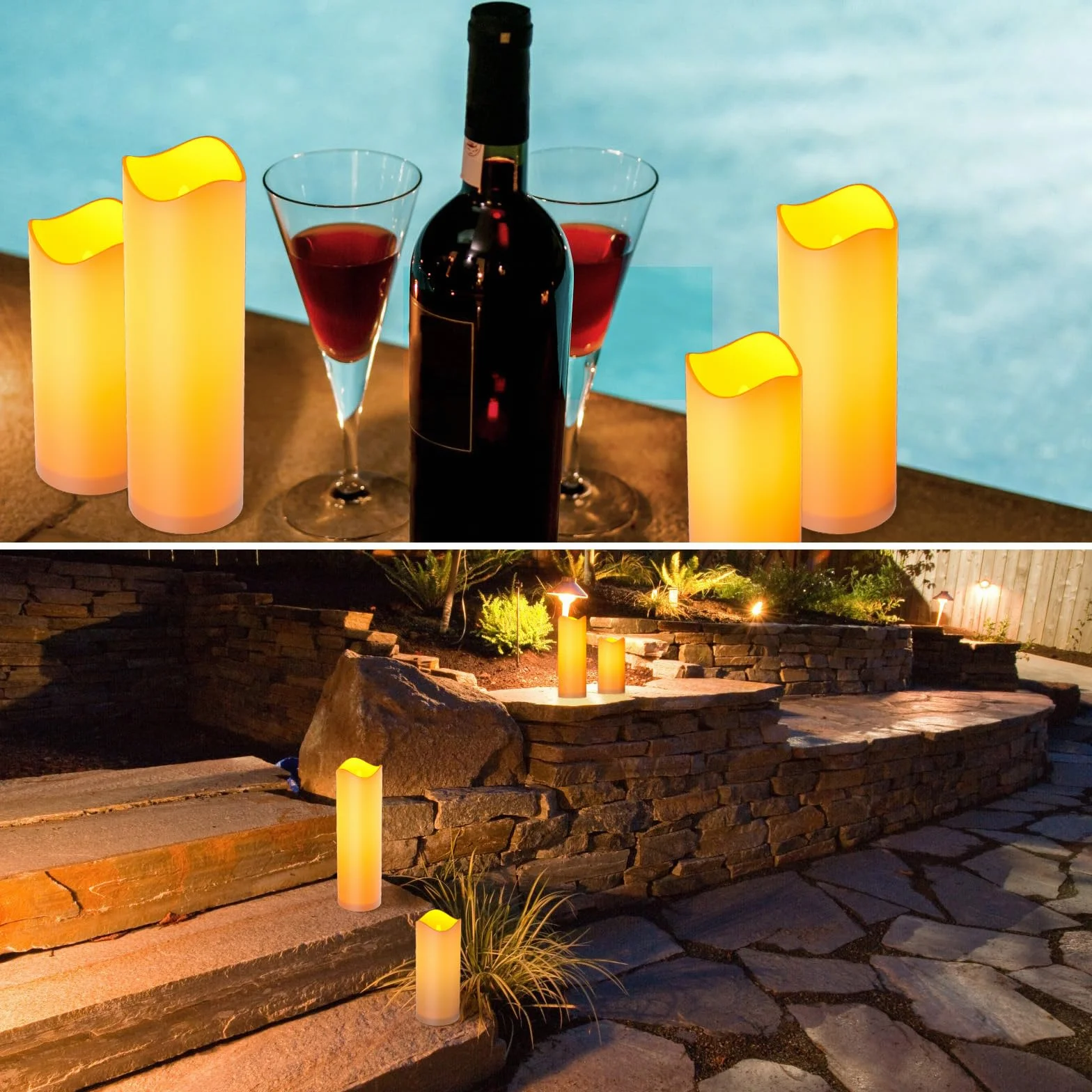 EXTSUD Set di 4 Candele a LED senza Fiamma con Telecomando, Impermeabili Outdoor LED Candele, Luce Notturna Antivento, LED Candela Decorazione Romantica per Matrimoni San Valentino Anniversari