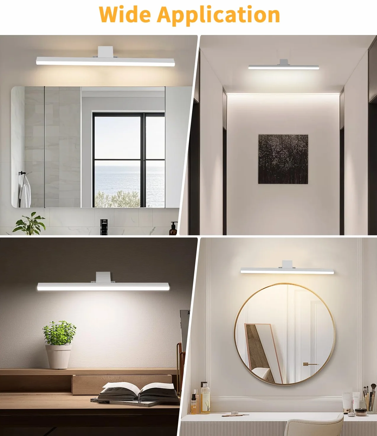 Lampada Bagno LED, 4000K 6000K Temperatura Bicolore, 40cm 12W Specchiera Bagno Impermeabile dello Specchio dell'alluminio con l'interruttore Cablaggio, Illuminazione Della Luci Specchio Mobile