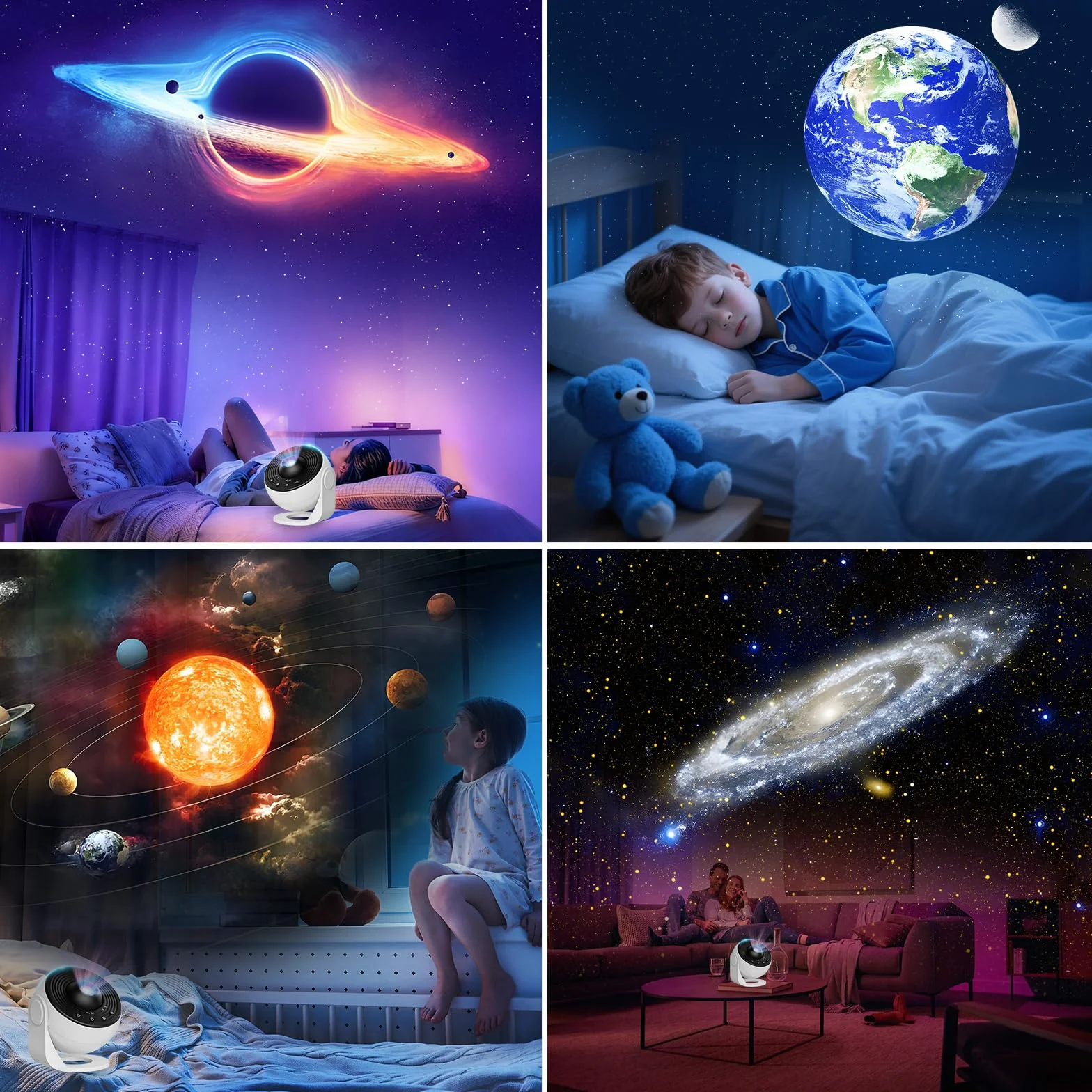 Proiettore Stelle Soffitto PRO, Galaxy Projector Planetarium Projector with 13 Planet Discs, Timer, Luce Notturna Proiettore Stellato per Bambini Adulti Rotazione a 360°