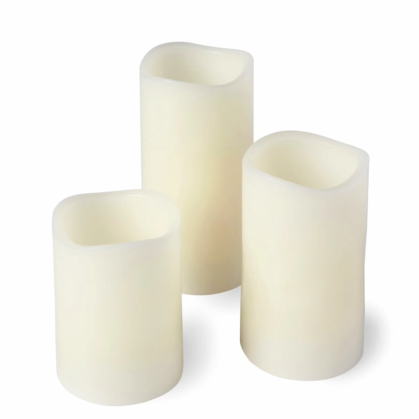 Lights4fun Set di 3 Candele LED Senza Fiamma in Vera Cera con LED Bianco Caldo a Pile per Uso in Interni