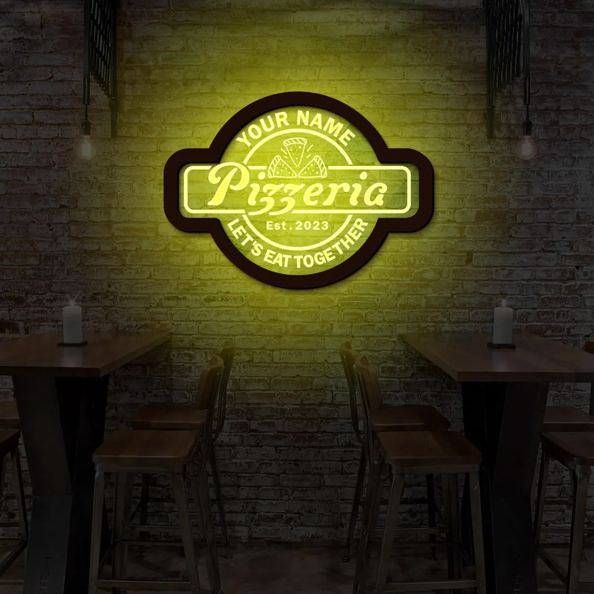 Insegna Al Neon per Pizza, Insegna a LED per Pizza, Insegna Luminosa per Pizza, Insegna Al Neon per Pizzeria, Decorazione Da Parete per Pizzeria, Decorazione per Ristorante Italiano