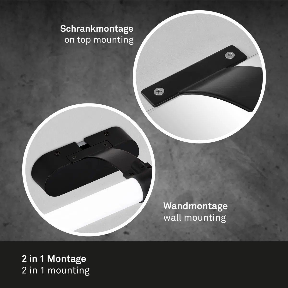 BRILONER Lampada LED a Specchio per Bagno, Lampada a Specchio 2 In 1, Lampada da Mobile, Lampada da Parete, Ip44, Colore Luce Bianca Neutra, 6W, Nero, 40 cm