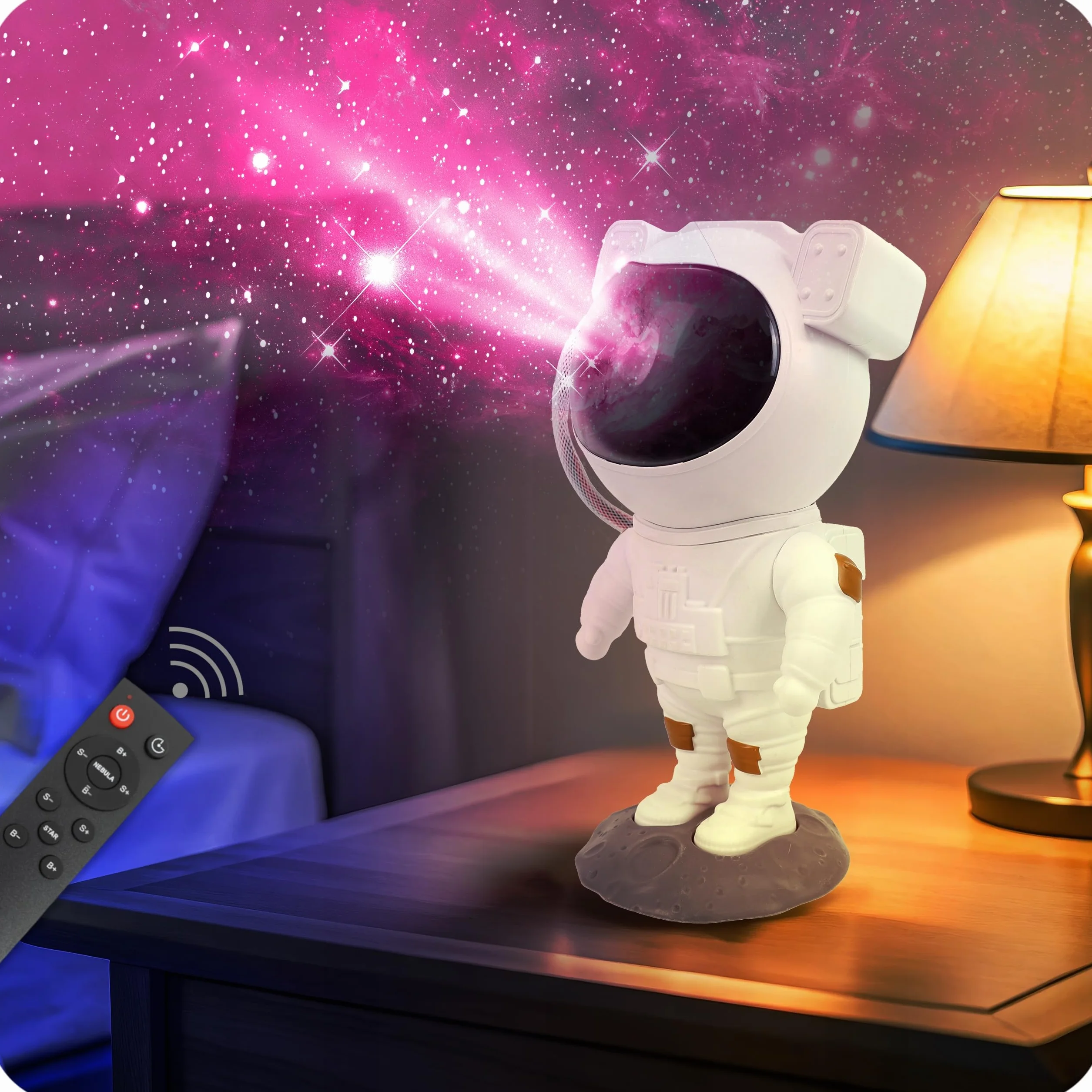 Proiettore astronauta cielo stellato per bambini – Proiettore astronauta con telecomando – Luce notturna per bambini 8 modalità – rotazione a 360° e timer – Decorazione per camera da letto