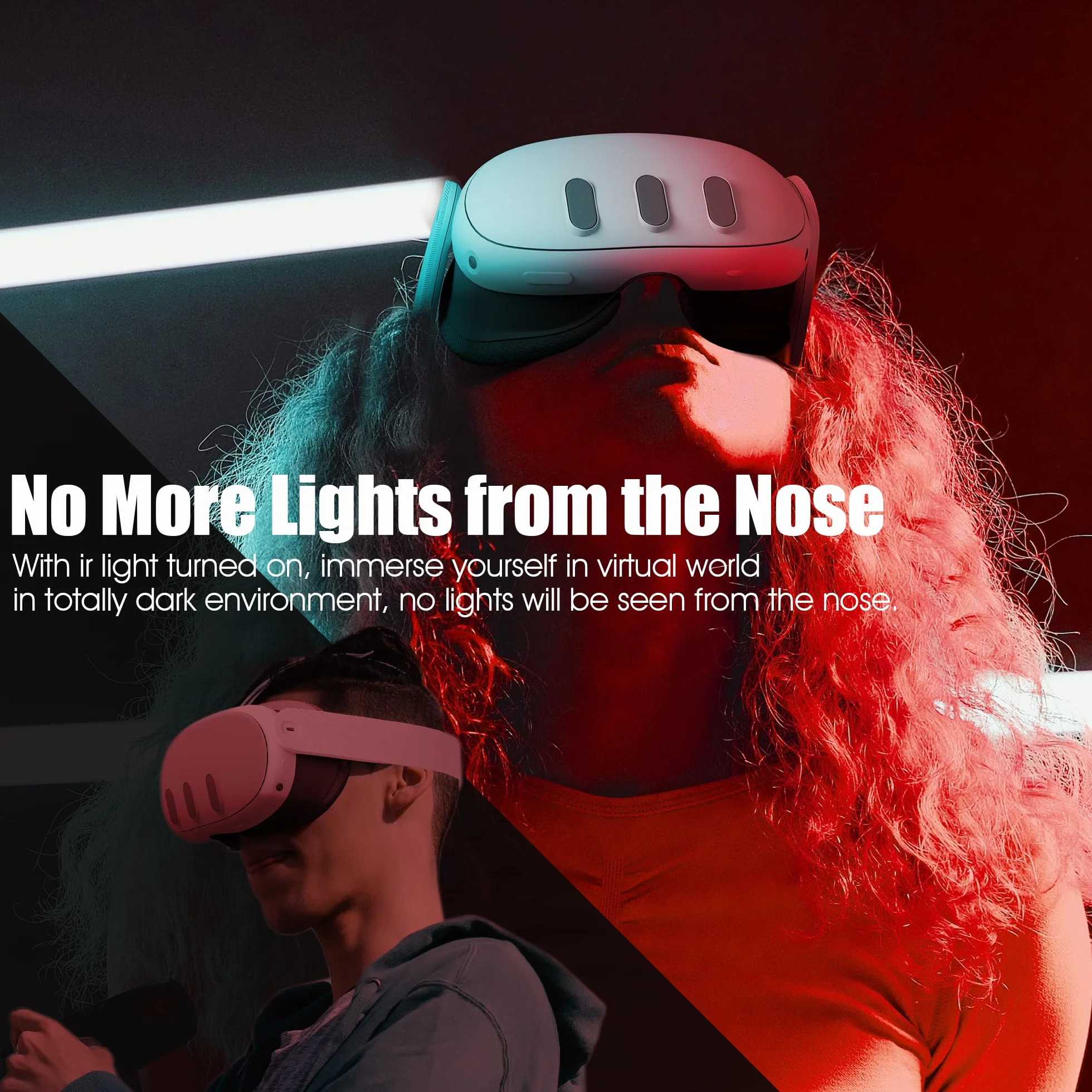 NEWZEROL Lampada a Infrarossi Compatibile Quest 3/Quest 2/Quest/PS VR2/Pico 4,Luce Ausiliaria per Visione Notturna ad Alta Sensibilità con Adattatore per Interruttore Standard Europeo (1,5m) - Bianco