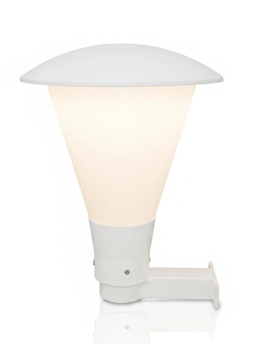 Lampione Testa Palo Ø 60mm Made in Italy, Attacco E27 IP65, Anti-Corrosione Ideale per Zone di Mare, Lanterna da Giardino in Policarbonato, Bianco/Trasparente (Lampadina Esclusa)
