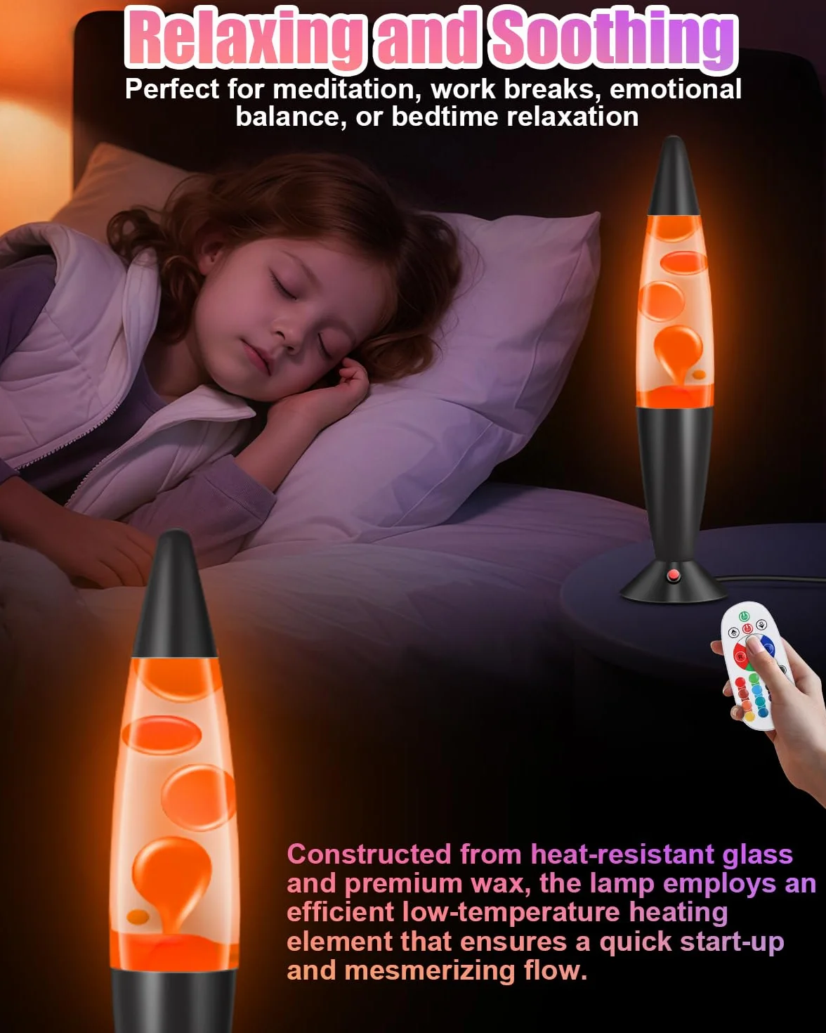 Lampada Magma 16 Pollici con 17 Colori e 4 Modalità Luce, Lampada Magma con Effetto Fluido, Telecomando RF 15m, Timer 8h, Bambini e Adulti – per Camera, Ufficio, Regalo(41.7cm)