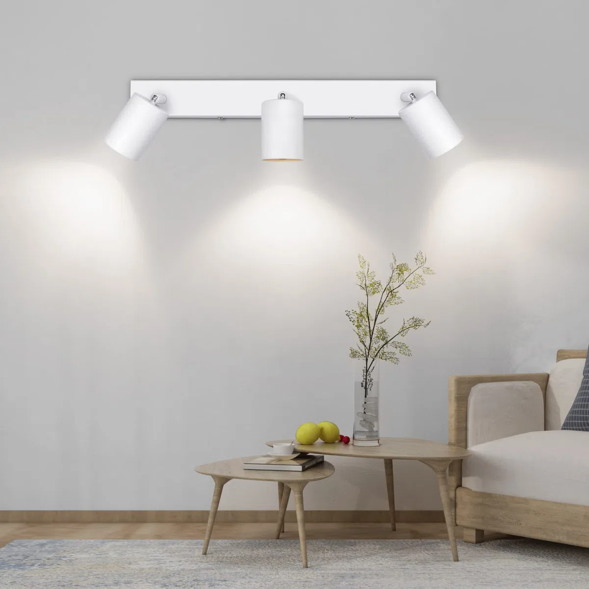 Kambo Faretti da Soffitto Orientabili, Faretti da Parete Interno Bianco per 3 Lampadine GU10 non Incluse, Lampadario Faretti Led Soffitto per Soggiorno Camera da Letto Corridoio, Max 50W