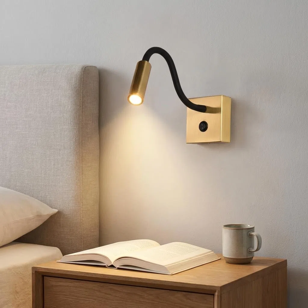 B·LED BARCELONA LED Applique da parete LED 3W con braccio flessibile | Luce calda 2800K | Orientabile | Interruttore integrato | Alluminio | Per testiere, hotel e lettura