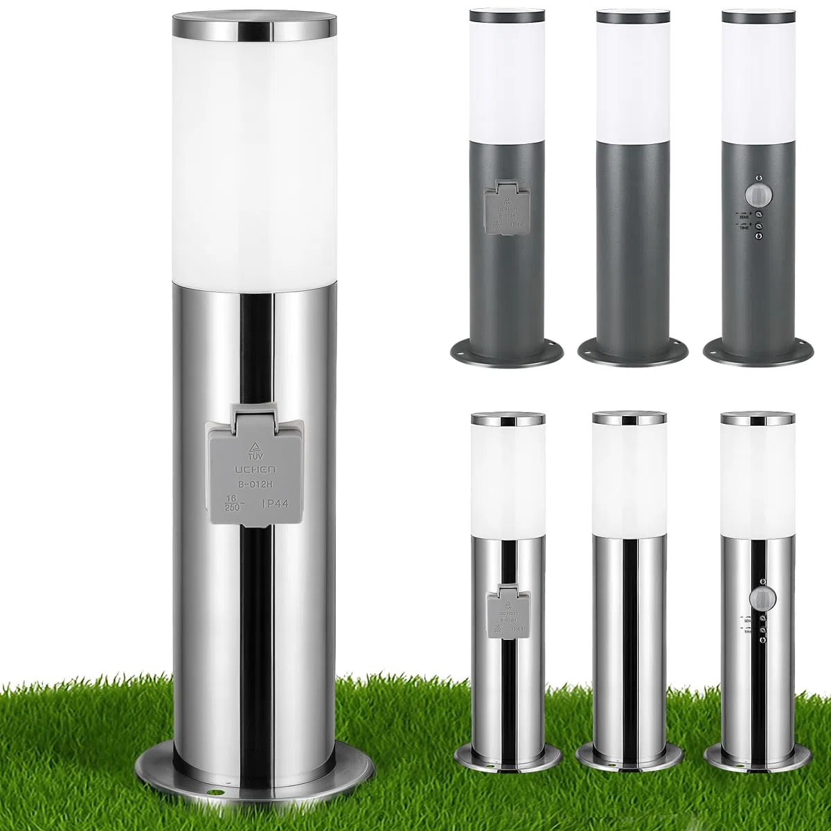 Monzana® Lampada per Vialetto Acciaio Inox Attacco E27 Luce Esterni Paletto Illuminazione Sentiero Piantana Esterno