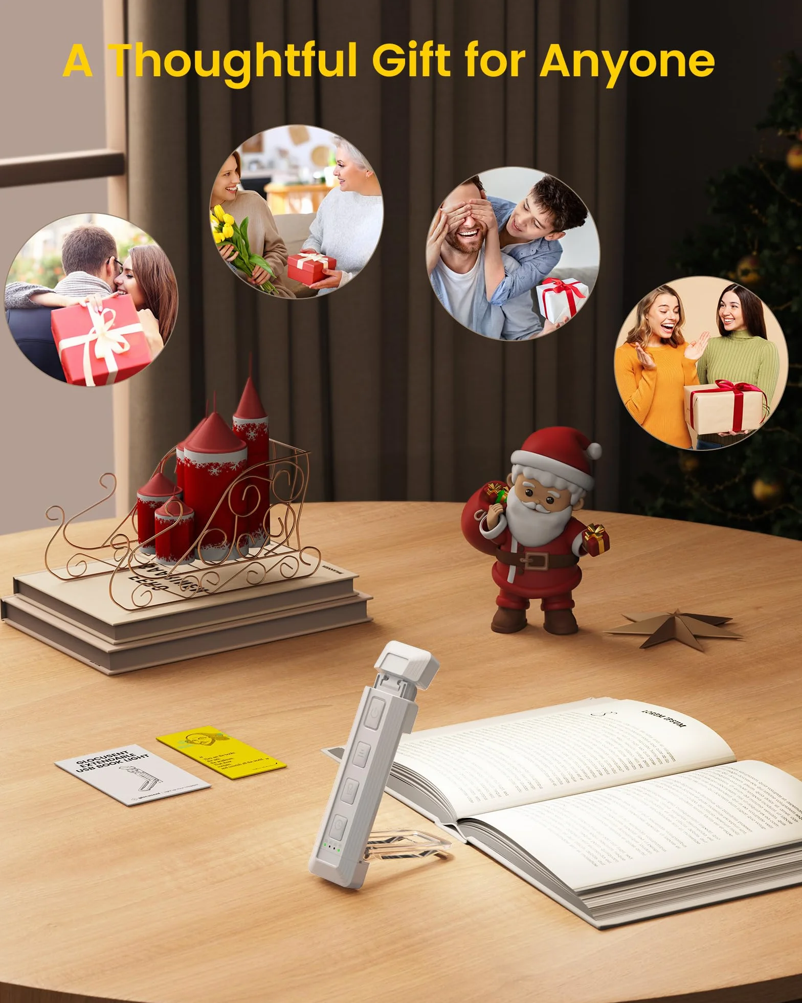 Glocusent Lampada da Lettura Estensibile, 5 Luminosità Potenziate e 3 Colori con Aiuto al Sonno e Timer, Luce per Lettura Libri a Letto Ricaricabile via USB, Ideale per Gli Amanti dei Libri