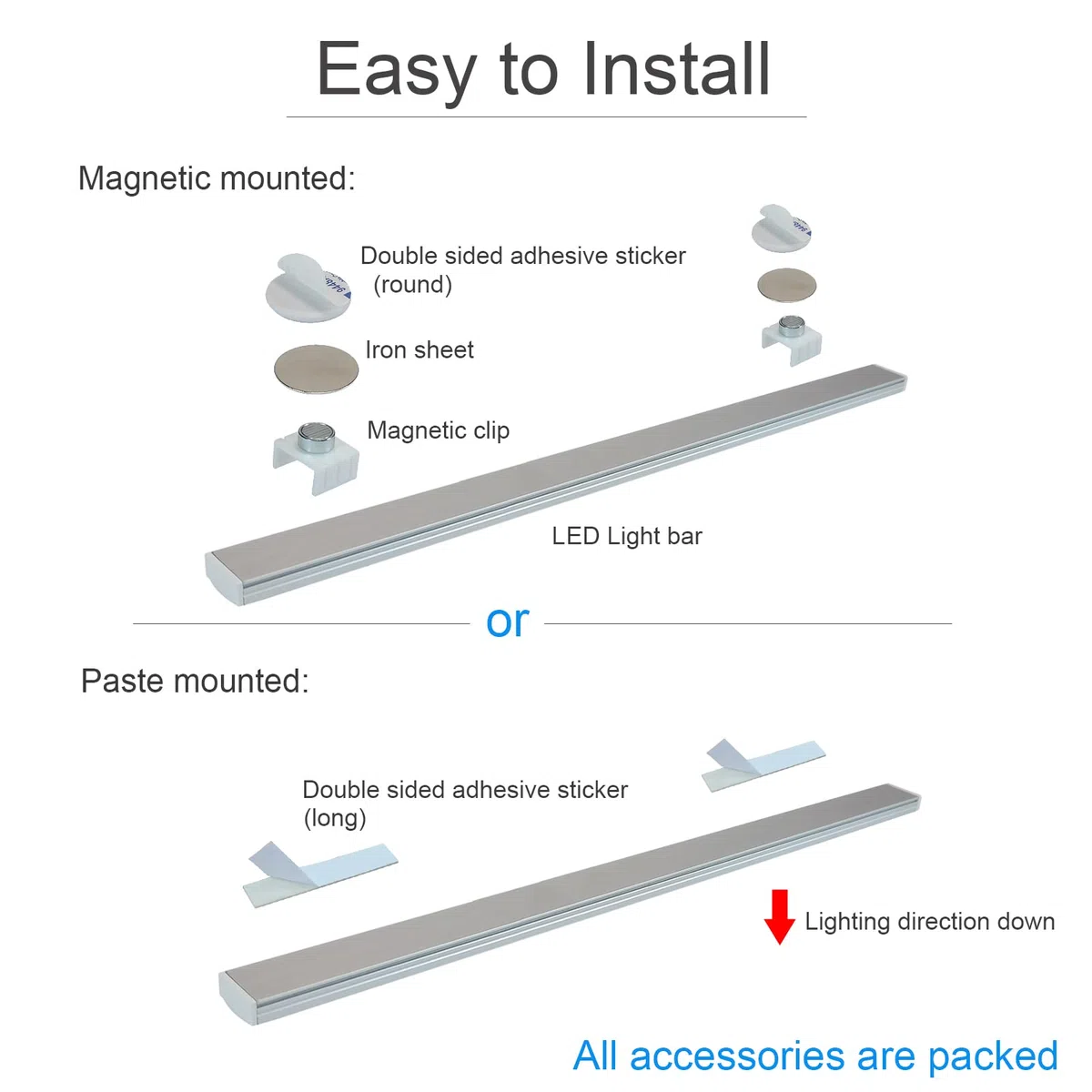 STBTECH Lampada LED con sensore di movimento per armadio da cucina, barra luminosa luminosa da 43 cm, lampada da incasso per cucina, illuminazione sottopensile per armadio, scaffali, banco da lavoro
