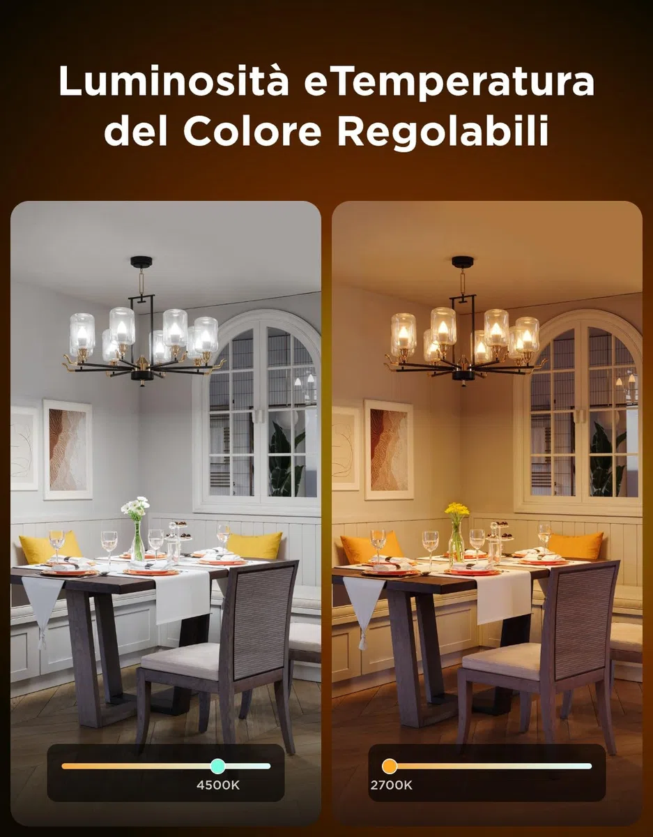 Govee E14 Lampadina Intelligente RGBWW, Compatibile con Matter e Google Assistant, 450LM, Controllo di Gruppo, 4.8W, fai da te, 16 Milioni di Colori, 54 Scene, Set di 2