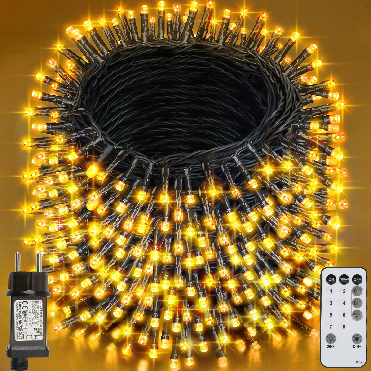 Realky Luci di Natale, 96M 800 LED Luci Natalizie da Esterno ed Interno, 8 Modalità con Funzione Memoria e Telecomando per Giardino, Balcone, Casa, Festa - Bianco Caldo