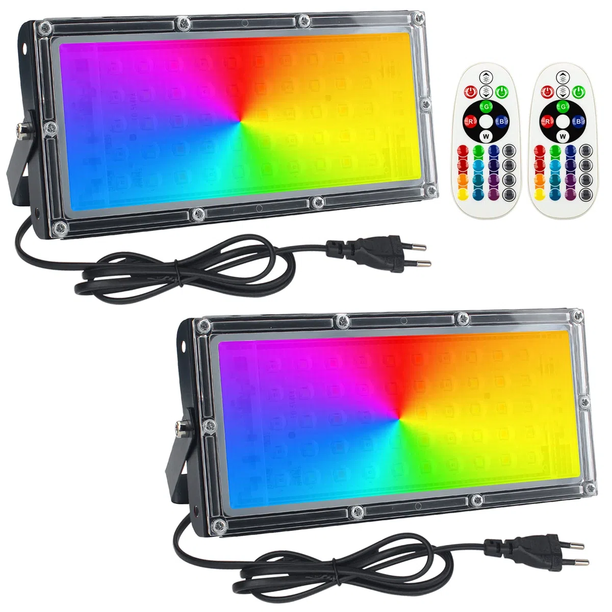 Eleganted RGB Faretto Led da Esterno 50W, 2pcs IP65 Faretto LED Cambio Colore RGB Modalità di Strobo DIY, con Telecomando 16 Colori 4 Modalità per DJ discoteca, Halloween, feste, giardino,Cortile