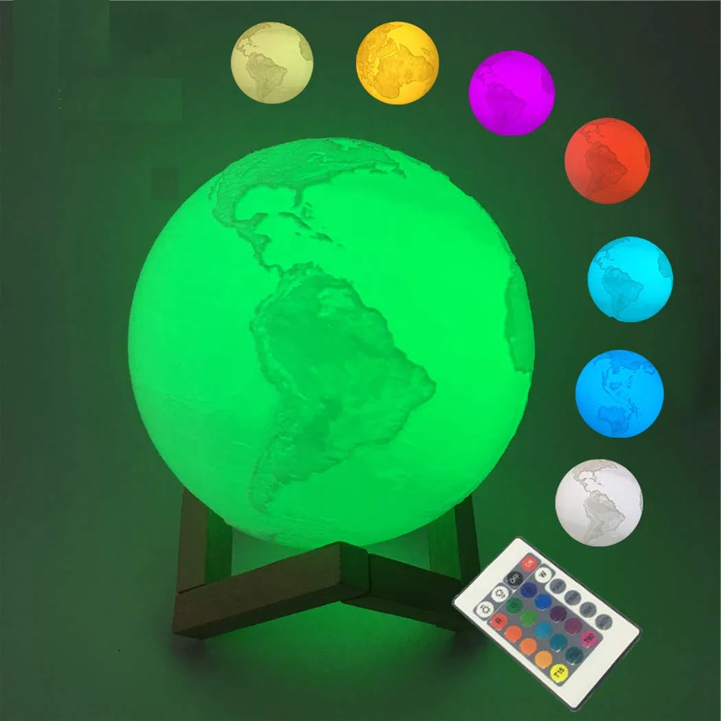 3D Lampada di Terra, Lampada Luna 3D, Romantico Lampada Luna LED, Lampada Planetaria, 12 cm 7 Colori Luce Notturna della Terra