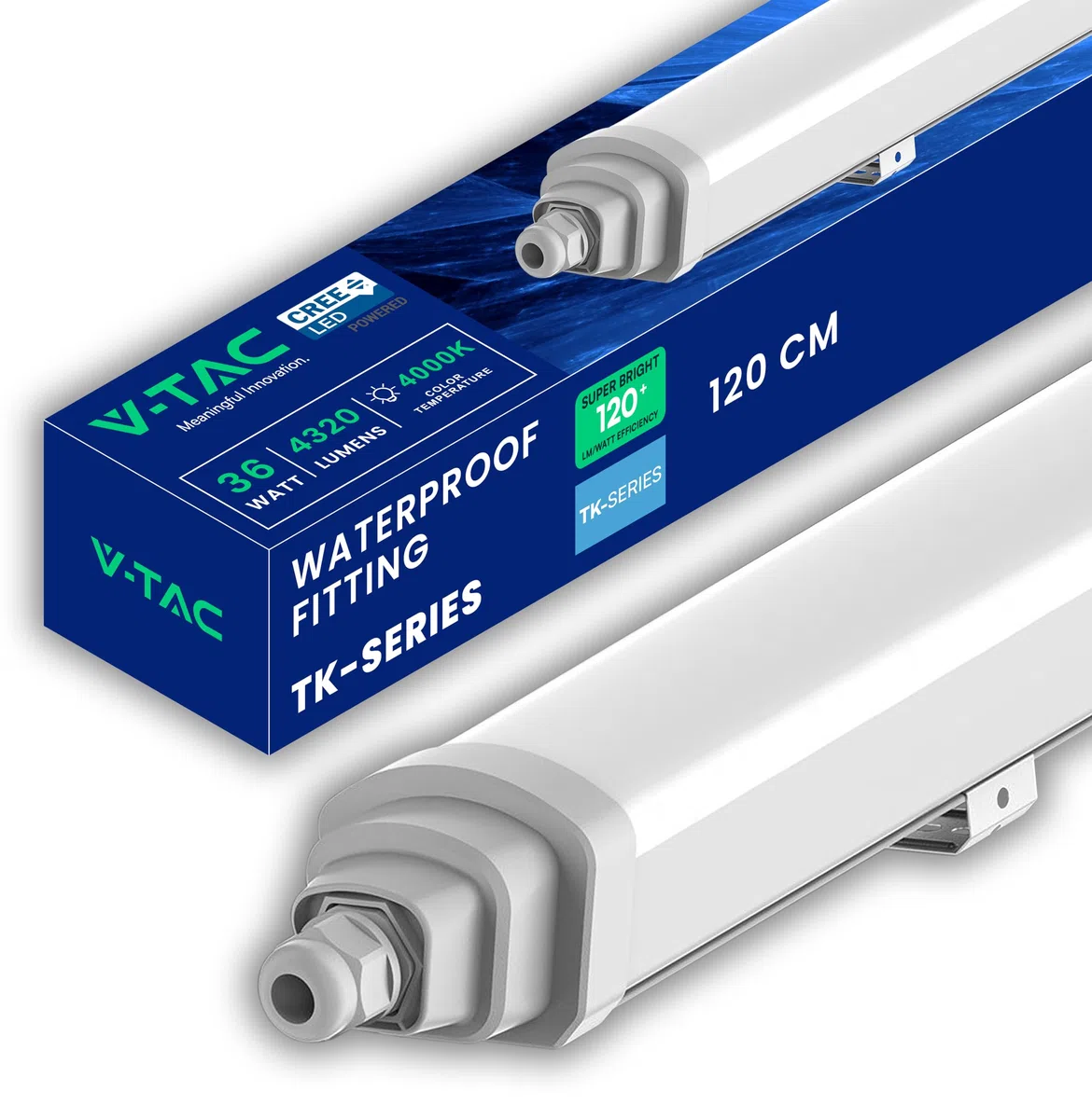 V-TAC Plafoniera LED Impermeabile 120 CM - [CREE LED - TK-SERIES ] - 36W - Lampada da Esterno IP65 per Soffitto e Parete - 4320 Lumen - PC BODY - Garage, Negozio, Magazzino - Luce Naturale 4000K