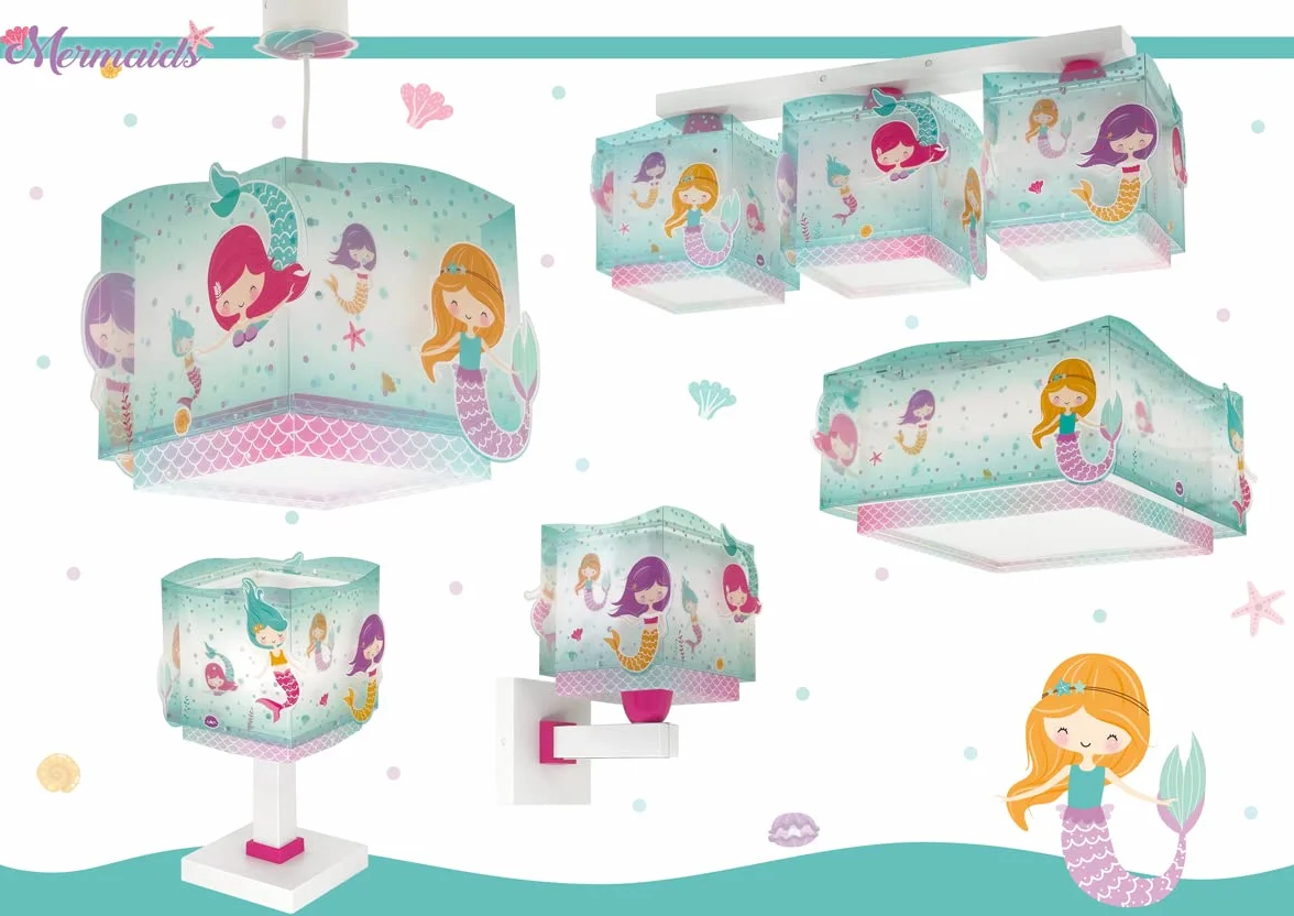 Dalber Lampada da tavolo o comodino per bambini Mermaids Sirene