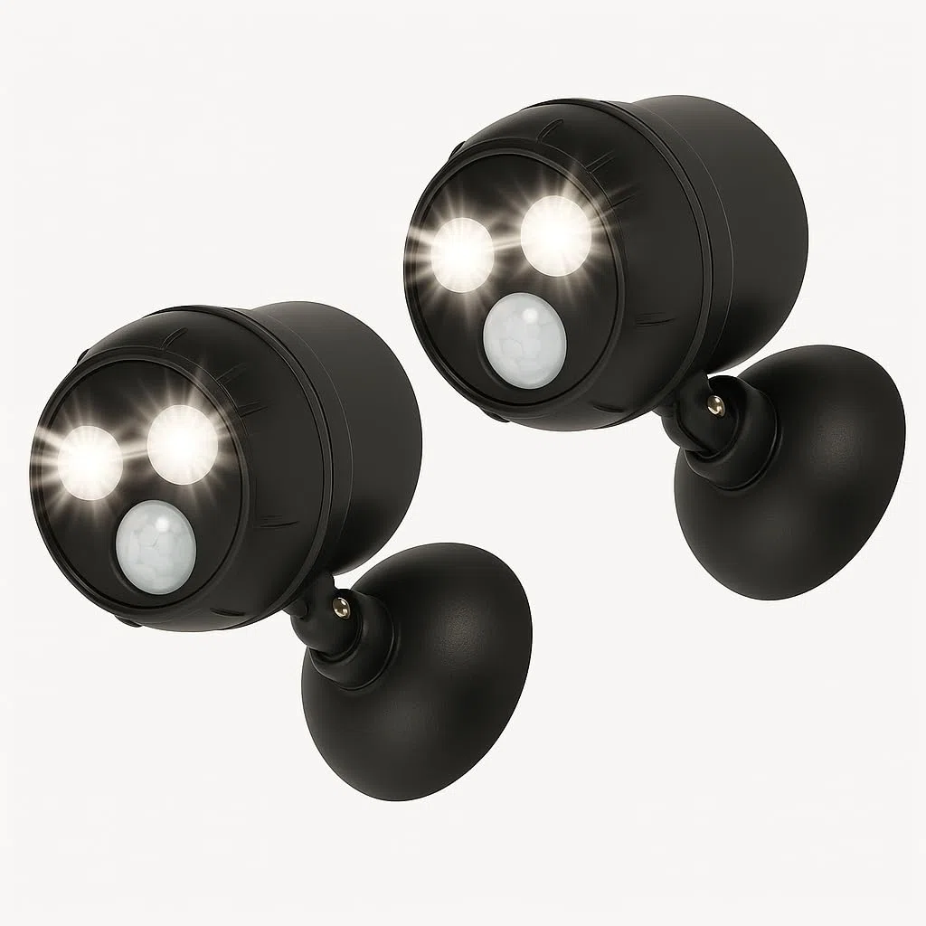 Proxinova Faretto LED da Esterno con Sensore di Movimento PIR Angolazione Regolabile, Confezione da 2 Faretti LED, Pratica Installazione, Faretti LED Esterno a batterie, Luci da Esterno di Sicurezza