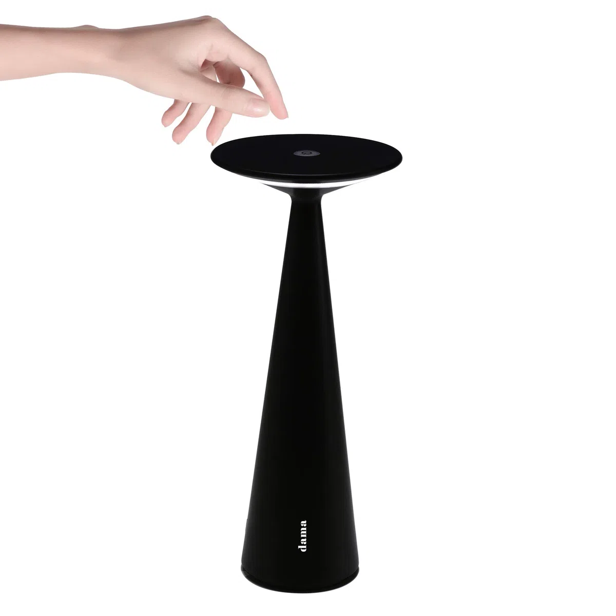 Zafferano - Dama Lampada LED Dimmerabile da tavolo in alluminio, Protezione IP54, Uso Interno/Esterno, H29cm, Plug EU - Nero
