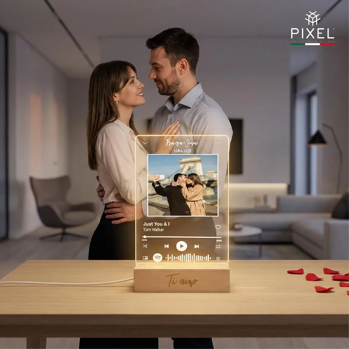 Pixel Artigiani Digitali - Targa Spotify Personalizzata con Lampada LED - Regalo San Valentino, Anniversario, Compleanno per Lui e Lei - Idea Regalo per Papà, Festa del Papà, Compleanno