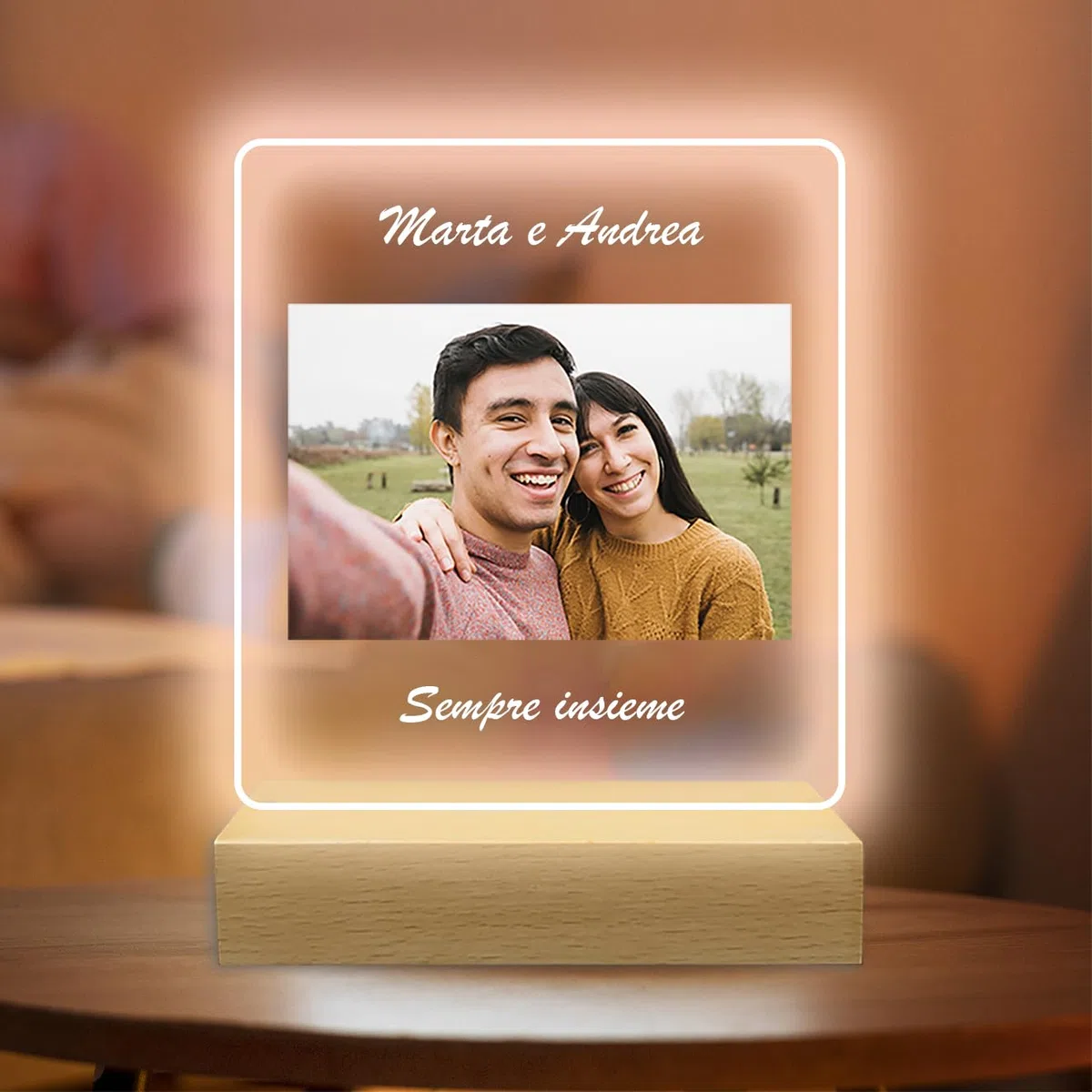 Stileitaliano lampada con foto personalizzata idea regalo anniversario compleanno per lui lei led multicolore regali fidanzati uomo donna (Foto singola)