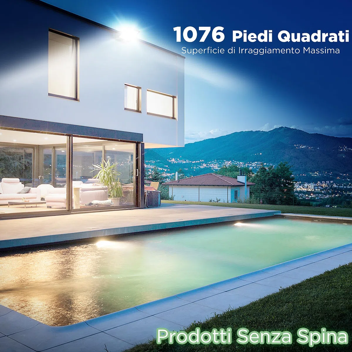 100W Faretti LED Esterno, 11000LM, 6500K, IP66 Impermeabile, Proiettore Bianco Fresco, Riflettore Ultra Luminoso, Ideale Per Cortili, Giardini, Cantieri e Parcheggi (1, 100, Watt)
