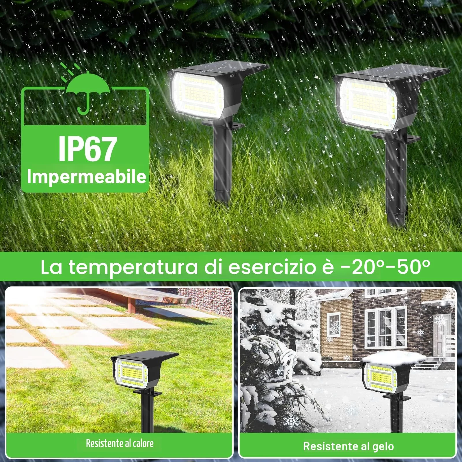 LOTMOS 3Pcs Faretti Solari da Esterno, 72 LED Lampade da Giardino 3 Modalità IP67 Impermeabile Luce per Cortile, Patio, Vialetto, Alberi